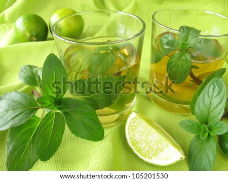 Ice tea with lemon mint