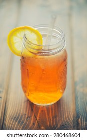 Ice Tea In A Mason Jar Up Close - Split Toned