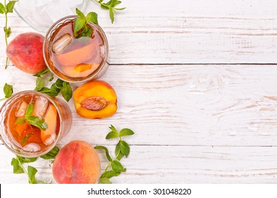 Ice tea with peach.
