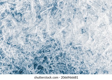 Ice Texture Crystal, Blue Tones Background. The Textured Cold Frosty Surface Of The Ice.