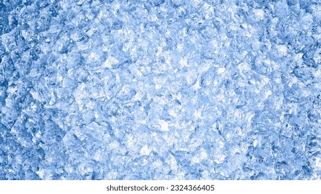 Ice texture. Realistic ice background. Ice cube in a big bucket. 