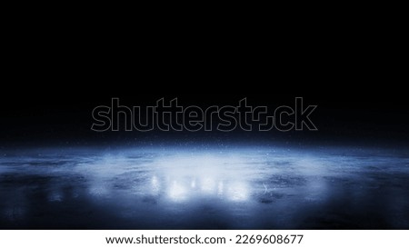 Ice. Winter background. Blue ice floor texture and mist. Snow and ice background