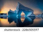 Iceberg in Antarctica ocean at dawn. Antarctica ice berg in ocean