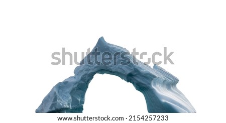 Iceberg with ice arch isolated on white background