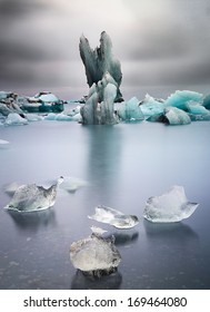 Iceberg Landscape Iceland At Joulsarlon Glacier Lagoon Drifting Pack Ice Due To Melting Caused By Global Warming Beautiful Artic Travel And Tourism Location Cold Wilderness