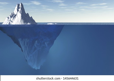An iceberg with visible underwater surface