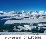 Icebergs and ice floes in summer, Prydz bay, Antarctica
