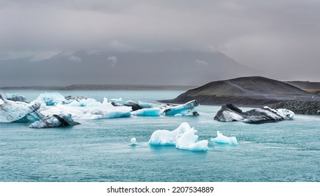 Icebergs In Jökulsárlón, A Large Glacier Lagoon.