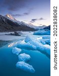 Icebergs in Tasman Lake, Aoraki Mount Cook National Park, New Zealand