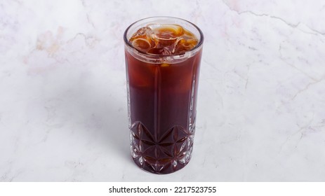 Iced Americano Glass Isolated On White