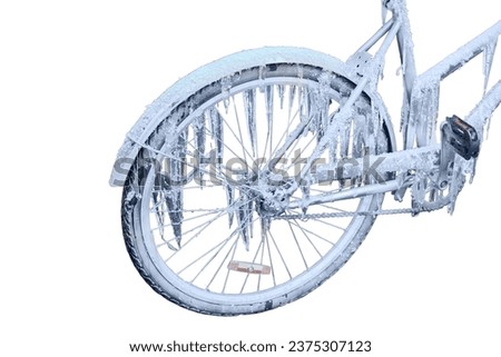 Iced bike with icicles, isolated on a white background Stock photo © 