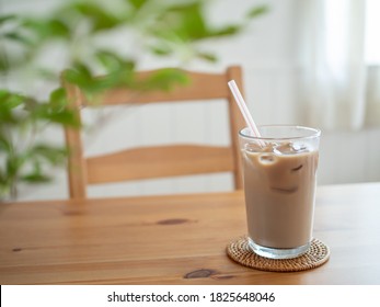 Iced Caffee Latte On Table