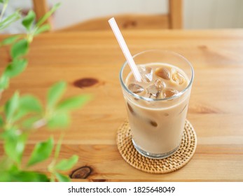 Iced Caffee Latte On Table