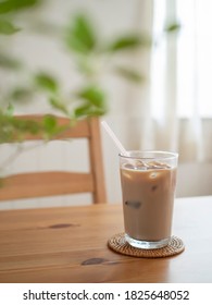 Iced Caffee Latte On Table