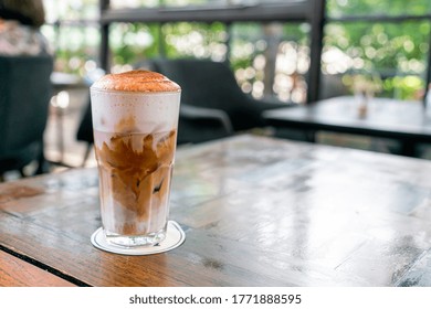 Iced Cappuccino Coffee In Coffee Shop Cafe Restaurant