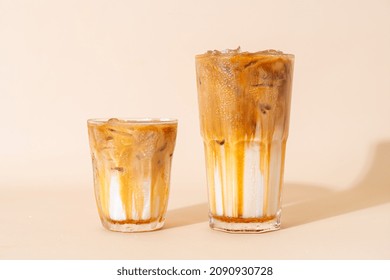 Iced Caramel Macchiato Coffee In Glass