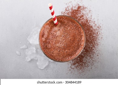 iced chocolate drink, top view