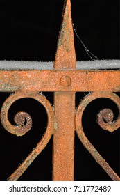 ICED COBWEB ON THE RAILING