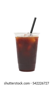 Iced Coffee Black Coffee In White Background
