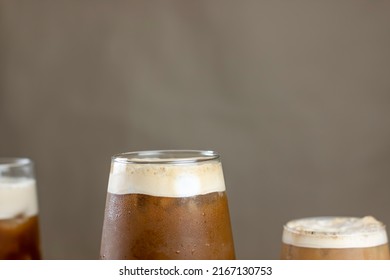 Iced Coffee Close Up Image. Summer Refreshing Drink Background.