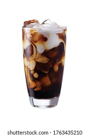 Iced Coffee In Cup Isolated On White Background