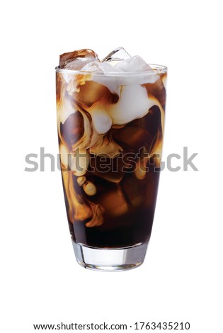 Iced coffee in cup isolated on white background