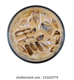 Iced Coffee In Glass  (top View)