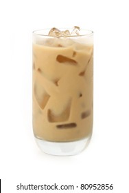 Iced Coffee With Milk. Isolated.