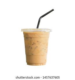Iced coffee on cup  isolated  white background