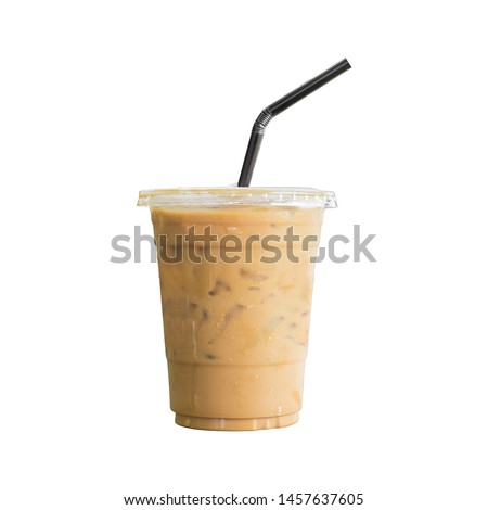 Iced coffee on cup  isolated  white background