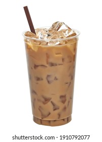 Einmaliger Kaffee aus Plastik-Einwegtasse oder Kaffeetasse, die Sie mitnehmen oder eine Tasse einzeln auf weißem Hintergrund, einschließlich Beschneidungspfad