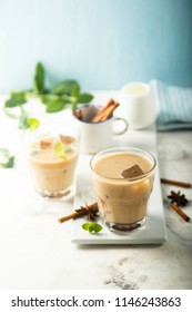 Iced coffee with spices and milk