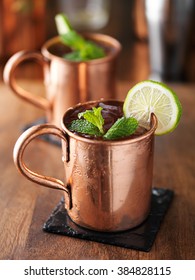 Iced Cold Moscow Mule With Mint And Lime