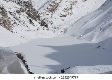 Iced Lake - Lago Barbellino, Orobie, Italy - Shutterstock ID 2252549799