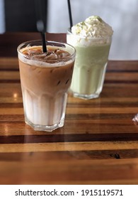 Iced Latte And Mocha Latte With Whipped Cream