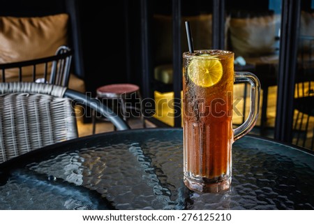 Iced lemon Tea on table in restaurant