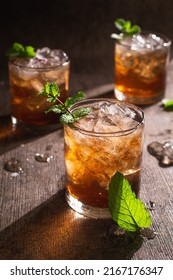 Iced Mint Tea With Fresh Mint Leaves