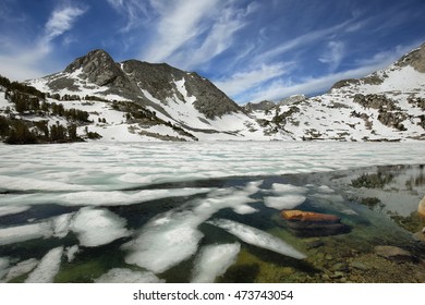 Iced Ruby Lake Near Mono Pass Trail, California