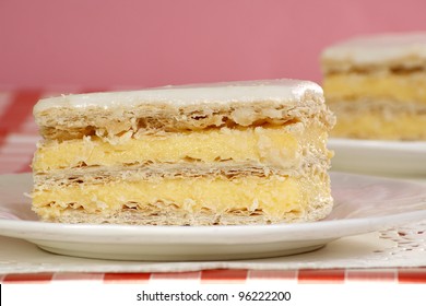 Iced Vanilla Slice Cake With Custard Filling