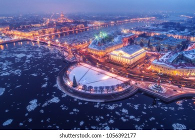 Icedrift Near Spit Of Vasilyevsky Island