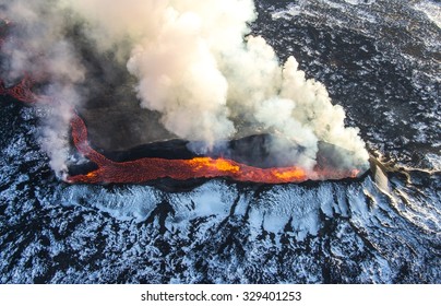 Iceland Bardarbunga Volcano Eruption Aerial