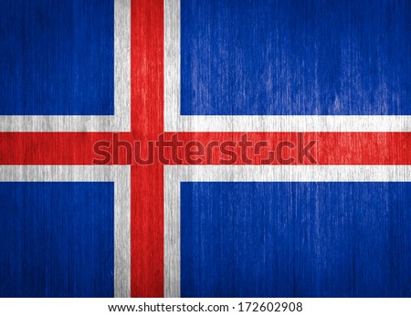 Iceland Flag on wood background