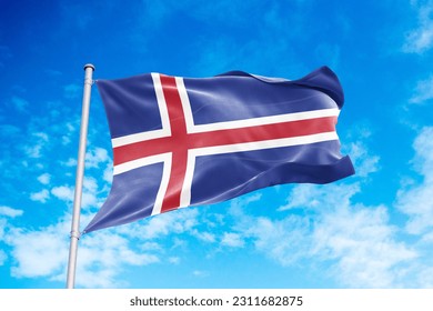 Iceland flag waving in the wind
