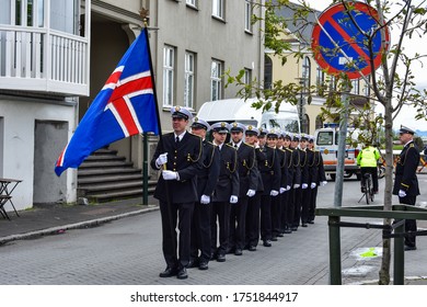 Reykjavík / Iceland - June 17 2018:  Beginning Of Parade At Austurvöllur For Icelandic National Day