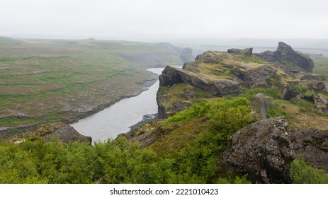 Iceland landscape. Jokulsargljufur National Park on a raining day, Iceland