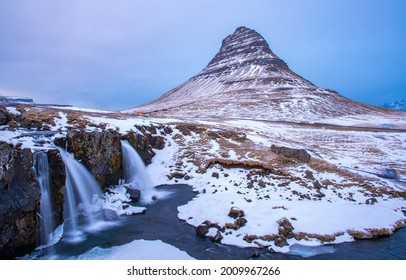 Iceland Snæfellsnes Peninsula Mount Kirkjufell Landscape In Winter