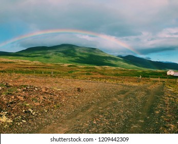 Skagafjörður, Iceland - Rainbow Over The Farmhouse