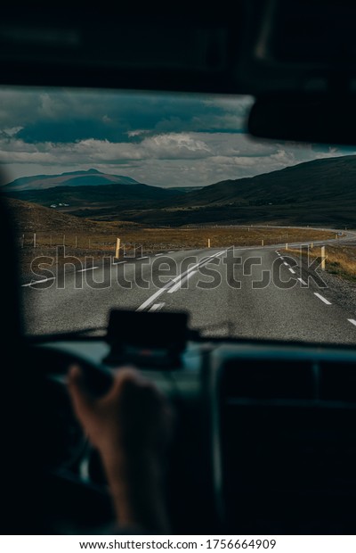 Iceland road from car\
veiw