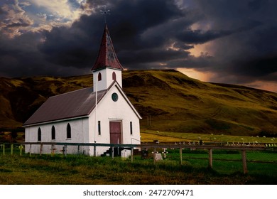 In Iceland is the town of Vick and his church - Powered by Shutterstock