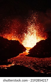 Iceland Volcano Eruption Meradalir With Lava